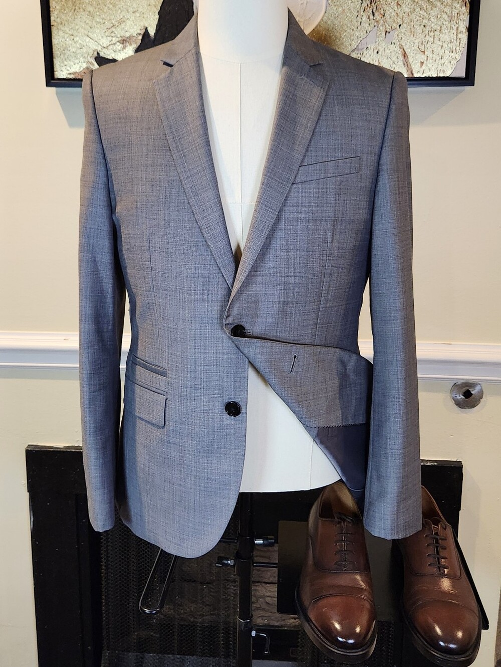 Express Slim Gray Men's Two-Button Sport Coat SIZE 38 Short